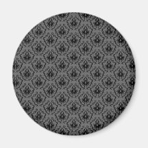 Stylish elegant pattern. Black and Grey Damask. Fridge Magnet