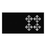 Stylish Floral Design. Grey, Black, White. Custom photo cards