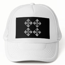 Stylish Floral Design. Grey, Black, White. Trucker Hats