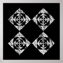 Stylish Floral Design. Grey, Black, White. Poster