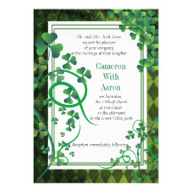 Stylish florish Clover Irish wedding invitation