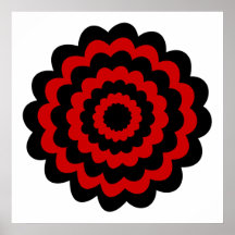 Stylish Flower in Black and Dark Red. Posters