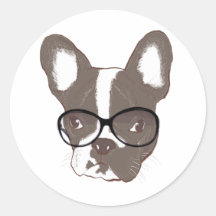 Stylish french bulldog round stickers