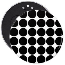 Stylish Gifts for Girls Black Polka Dots on White Button