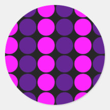 Stylish Gifts for Girls : Pink & Purple Polka Dots Round Stickers