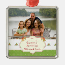 Stylish green Christmas holiday photo ornament