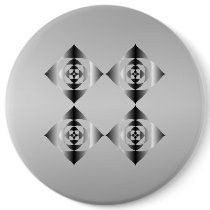 Stylish Grey, Black and White Flowers. Pinback Button