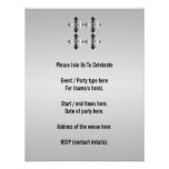 Stylish Grey, Black and White Flowers. Custom Invites