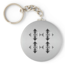 Stylish Grey, Black and White Flowers. Key Chains