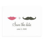 Stylish Moustache and Lips Save the Date Post Cards