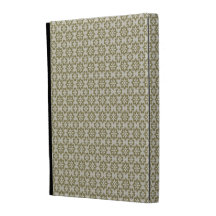 Stylish olive green Fleur de Lis repeating pattern iPad Case