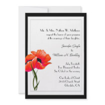 Stylish Orange Poppies Custom Wedding Invitation