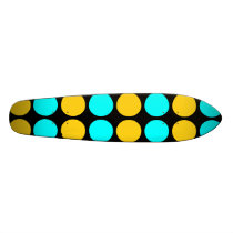 Stylish Patterns for Her : Gold & Cyan Polka Dots Skateboard Decks