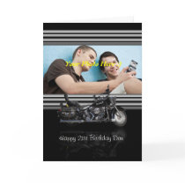 stylish photo greeting card black with motorbike a