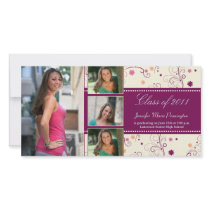 Stylish purple 4 photo graduation announcement personalized photo card