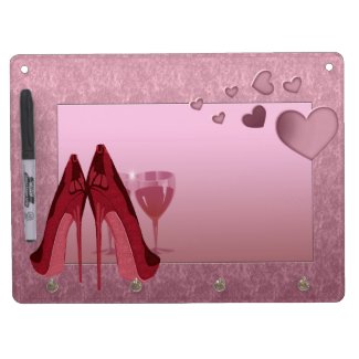 Stylish Red Stiletto, Cocktails and Hearts Art Dry-Erase Whiteboard