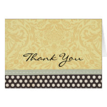 Stylish Yellow Damask with Black White Polka Dot Card
