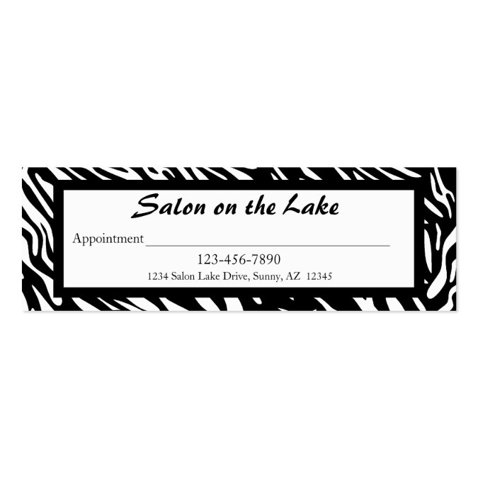 Stylish Zebra Print Heart Appointment Card Business Card