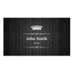 Stylist Royal Black Wood Grain Business Cards