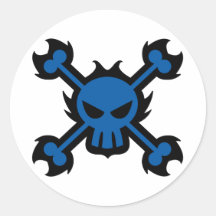 Stylized Skull Icon Sticker in Blue
