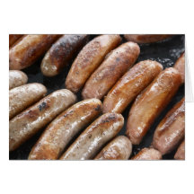 Suasages on Barbeque Greeting Card
