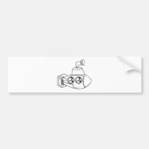 Submarine monochrome cartoon bumper stickers