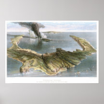 Submarine Volcano Island of Santorini Poster