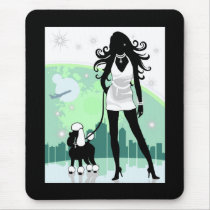 Successful Female in City Walking Poodle