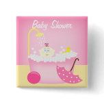Sudsy Bathtub Pink Baby Shower Pin buttons