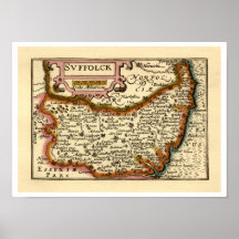 "Suffolck" Suffolk County Map Print