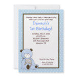 Sugar Cookie Blue Bear 5x7 Birthday Invitation