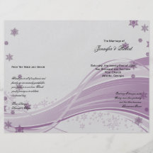 Sugar Plum Tree Snowflakes Purple Wedding Program Full Color Flyer