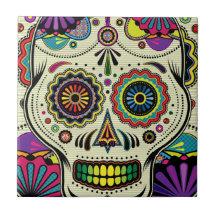 Sugar Skull Colours / Day of the Dead Art - tile