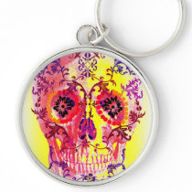 SUGAR SKULL PSYCHEDELIC PRINT KEY CHAIN