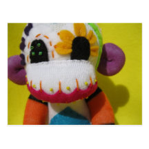 Sugar Skull Sock Monkey Postcard