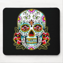 Sugar Skull w/ flowers Mouse Pads