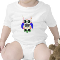 Sugar Skull White Multi Owl Baby Bodysuits