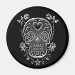Sugar Skull with Roses, dark Magnets