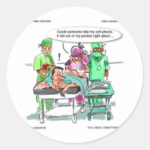 Sugeon Loses Cell Phone Funny Gifts Tees Mugs Etc Round Stickers