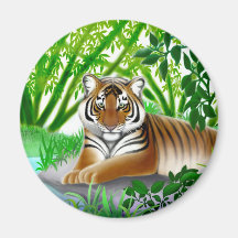Sumatran Tiger in Bamboo Jungle Magnet