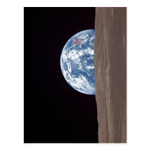 Summary Description Earth rising behind the moon M Postcard