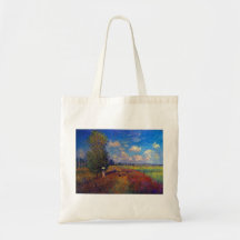 Summer art impressionist poppy fields by Monet Canvas Bag