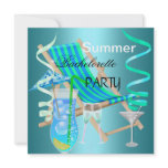 Summer Bachelorette Party Teal Blue Cool Drinks Custom Invitation