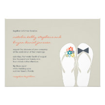 Summer Beach Flowers Flip Flops Wedding Invite
