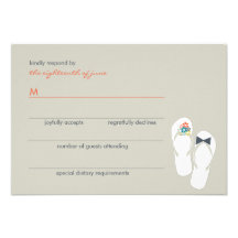 Summer Beach Flowers Flip Flops Wedding RSVP Card