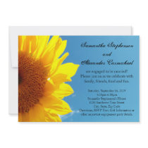 Summer Blue Sky, Yellow Sunflower Engagement Party Custom Invites