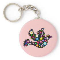Summer Flowers Dove Key Chain