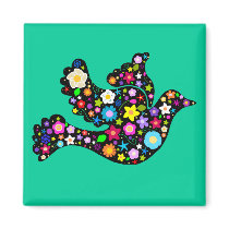 Summer Flowers Dove Magnets