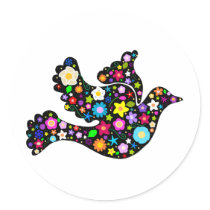 Summer Flowers Dove Stickers