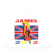 Summer Games 2012 Athlete With Flaming Torch Retro Stickers